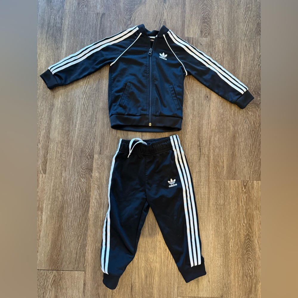 Adidas Kids Black Tracksuit Set